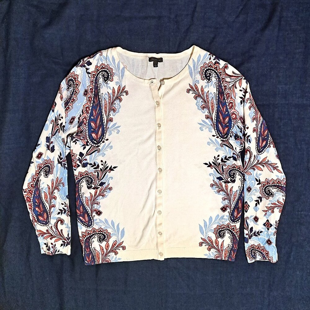 Talbots Charming Cardigan - Shadow Paisley - Size Large